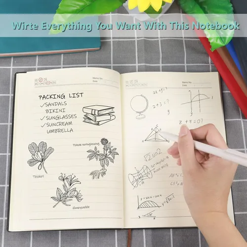 Vista 7 de LELE LIFE Paquete de 5 cuadernos rayados, cómodos diarios de cuero suave a granel para escribir mujeres y hombres, cuadernos A5 para trabajo, Negro