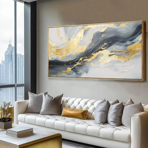 Vista 13 de Arte de pared con árboles para sala de estar; grandes pinturas artísticas en lienzo para dormitorio; cuadros en blanco y negro enmarcados