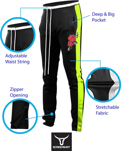 Vista 3 de Screenshot - Pantalones deportivos con cinta lateral estilo Hip Hop, ajuste ceñido, para hombre