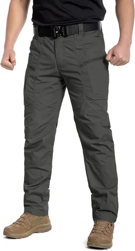 Vista 2 de CARWORNIC Pantalones tácticos ligeros para hombre, pantalones cargo militares, resistentes al agua, para senderismo, trabajo