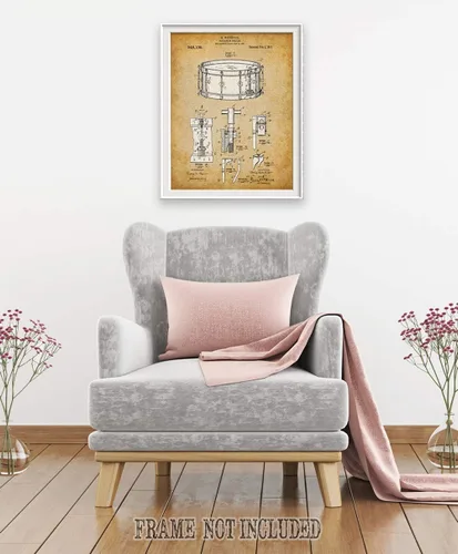 Vista 2 de Waechtler Snare Drum Patent Print - Classic Music Studio Decor, Percussion Instrument Display, Orchestra Concert Band Poster, Great Gift for