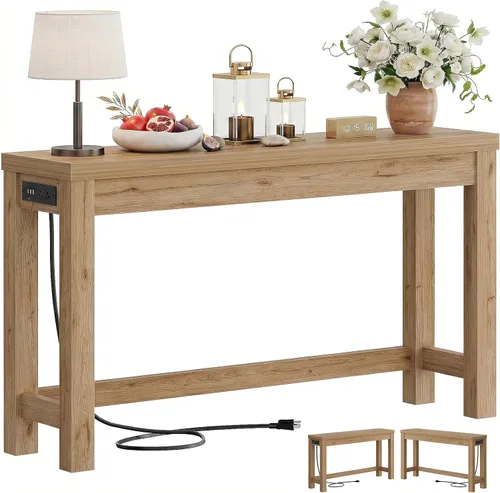 Vista 14 de Cyclysio Mesas de consola de 160 cm para entrada, mesas de consola largas para sala de estar, mesa detrás del sofá, mesa de entrada de granja