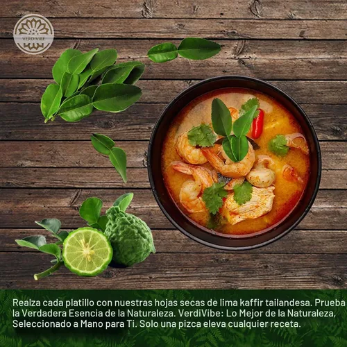 Vista 5 de Hojas de lima kaffir secas de alta calidad, paquete de 0.74 oz (21 g) para un auténtico sabor tailandés (B)