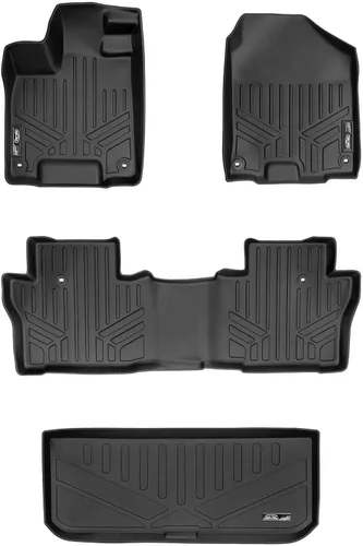 Vista 42 de SMARTLINER Juego de alfombrillas de piso de ajuste personalizado de 3 filas para Honda Pilot 2009-2015