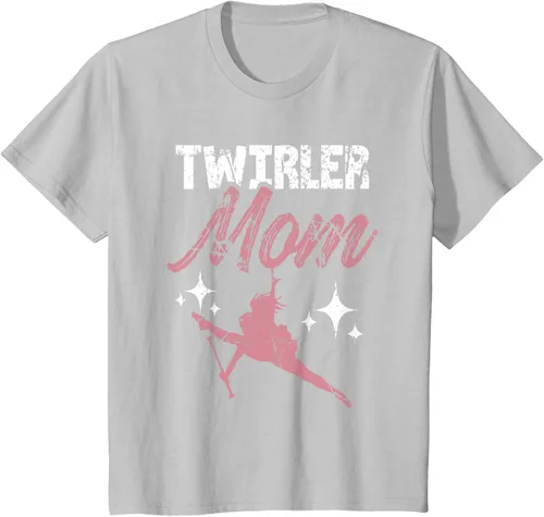 Vista 16 de Twirler Mom Baton Madre Majorette Funny Gymnastic Twirling T-Shirt Negro