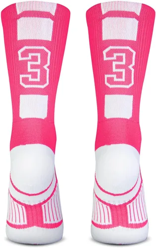 Vista 26 de ChalkTalkSPORTS Calcetines de equipo personalizados - Calcetines con números rosados Elige tu número