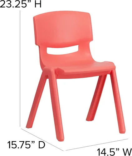 Vista 3 de Flash Furniture Silla escolar apilable de plástico rojo con altura de asiento de 13.25 pulgadas