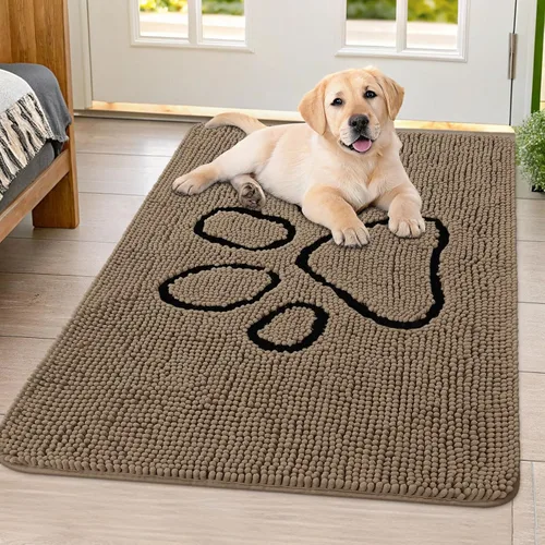 Vista 59 de Smiry Tapete para puerta de perro para patas fangosas, absorbente y Gris y negro