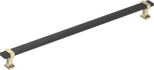 Vista 14 de Amerock Overton - Tirador para gabinete de 96 mm de centro a centro en acabado negro mate cepillado/bronce champán, BP36681BMBCZ