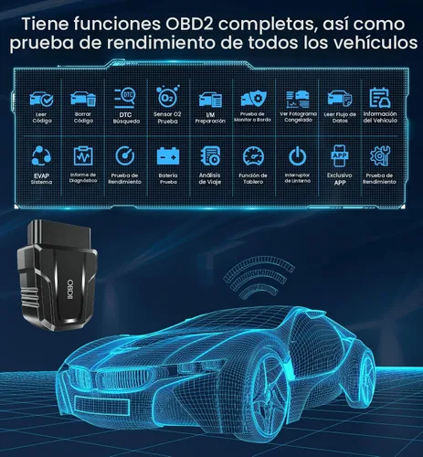 Vista 3 de Escáner OBD2, Bluetooth 5.4, inalámbrico, diagnóstico de automóvil para iOS y Android, prueba de rendimiento, revisión de motor, lector de errores