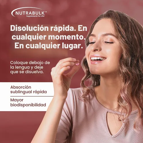 Vista 3 de NutraBulk Vitamina B12 2500 mcg Pastillas Sublinguales con Sabor a Cereza