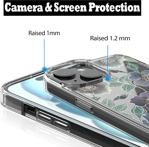 Vista 5 de RANZ Funda para iPhone 15, serie antiarañazos, a prueba de golpes, transparente de policarbonato duro + funda protectora de TPU para iPhone 15