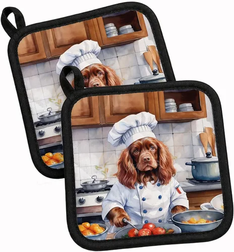 Vista 10 de Caroline's Treasures Coton de Tulear El Chef Par de Agarraderas de Ollas de Cocina Resistentes al Calor Juegos de Agarraderas de Ollas Almohadillas