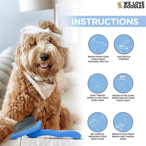 Vista 7 de We Love Doodles Slicker Brush Bundle – Kit de cepillo grande y mini para perros y cachorros – Cepillo de aseo para cabello medio y largo – Fabricado