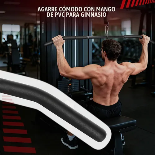 Vista 4 de Barra de tracción LAT de 39.7 pulgadas con rotación completa, accesorios para máquina de cable de polea, barra de prensa de tríceps con mango