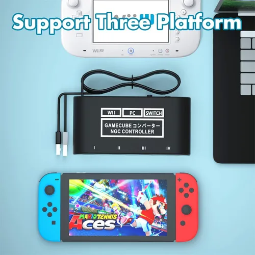 Vista 2 de CLOUDREAM Gamecube - Adaptador de controlador para Switch Gamecube Wii U y PC Super Smash Bros Choice compatible con cuatro controles Gamecube