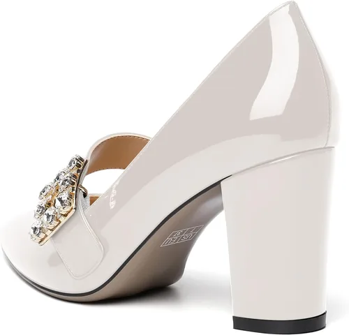 Vista 7 de Zapatos de tacón alto para mujer con correa de tobillo y puntera puntiaguda para mujer, de 3.3 pulgadas