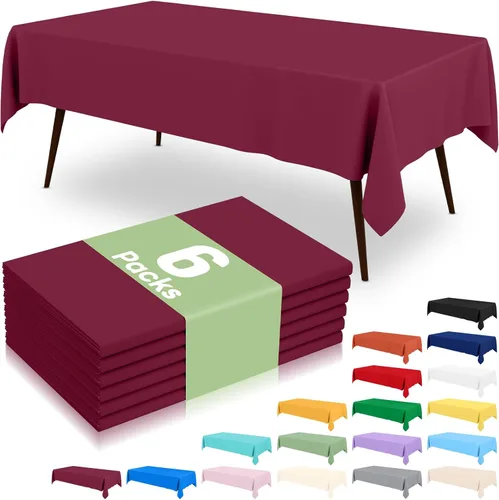 Vista 21 de misaya 6 paquetes de manteles de plástico desechables, 54 x 72 pulgadas mantel rectangular impermeable, cubiertas de mesa decorativas a prueba