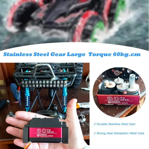 Vista 3 de 132.3 lbs Digital Servo 8.4V Engranaje De Acero Inoxidable De Alto Voltaje Gran Torque De Alta Velocidad Impermeable 1/5 Baja Servos - 180 Grados