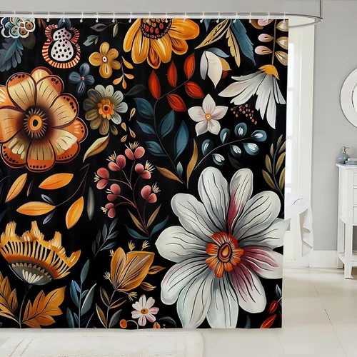 Vista 10 de Castle Fairy Cortina de ducha geométrica bohemia tribal exótica para baño, juego de cortina de ducha para niños y adultos, cortina de baño retro