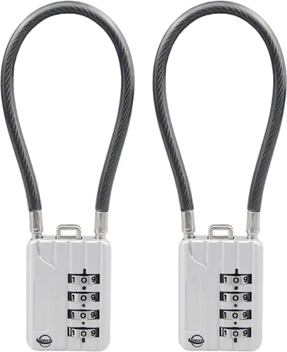 Vista 9 de Cerradura de combinación de cable de 4 dígitos de 7.1 pulgadas para casillero de gimnasio escolar, casco, archivadores, caja de herramientas, maleta