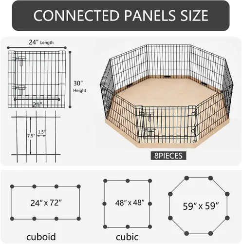 Vista 54 de PETIME - Corral plegable de metal para ejercicio de perros/Parque de juegos para cachorros con 8 paneles para interior/exterior, valla de patio
