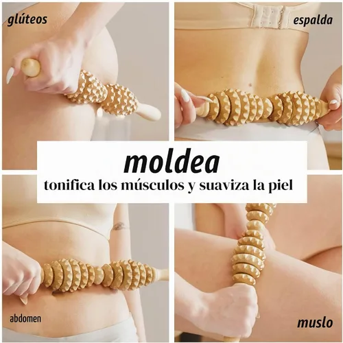 Vista 5 de Tuuli Accesorios - Rodillo de masaje ovalado de madera, rodillo corporal multifuncional para celulitis, tensión muscular y apoyo a la salud