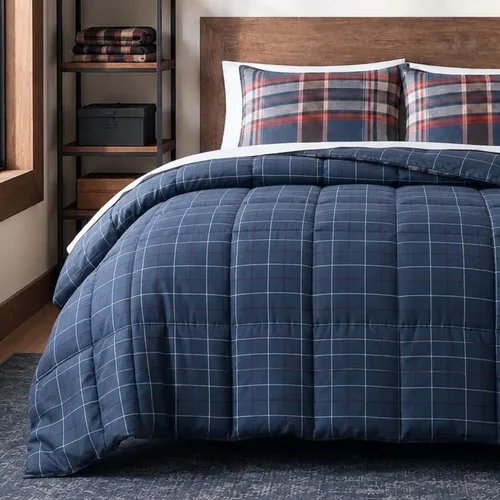 Vista 6 de Eddie Bauer - Juego de edredón tamaño King, ropa de cama reversible de plumón sintético con fundas a juego, lujoso juego de ropa de cama