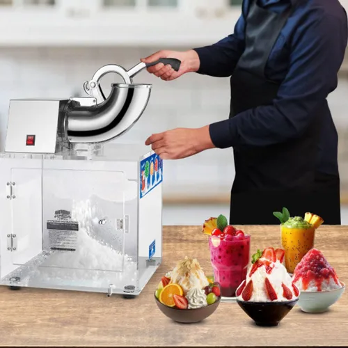 Vista 8 de Máquina de conos de nieve Polar Blast - Fabricante de hielo triturado acrílico, tritura hasta 500 libras de hielo por hora para fiestas, eventos