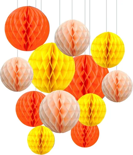 Vista 8 de ZOOYOO 12 piezas 15 cm 25 cm bolas de panal decorativas de papel de seda con pompones colgantes para cumpleaños, baby shower, boda, compromiso, Azul