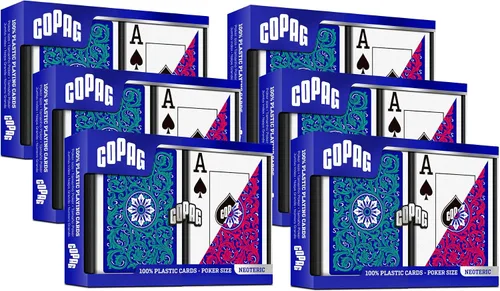 Vista 13 de Copag 1546 Neoteric Design - Juego de cartas 100% de plástico, tamaño de póquer (estándar) verde/rojo (índice jumbo, 1 juego)