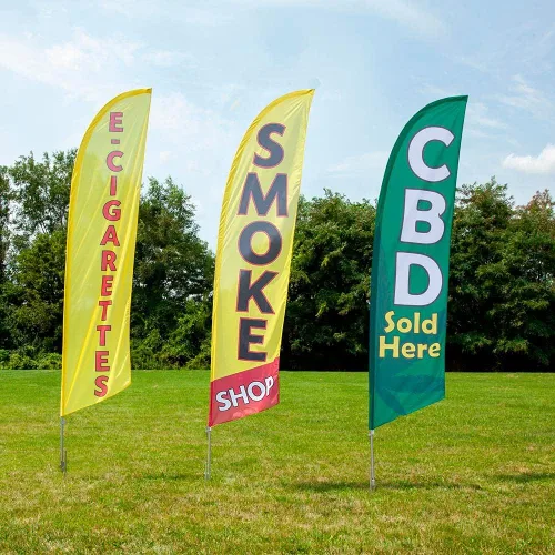 Vista 2 de Smoke Shop - Bandera de plumas de 3 unidades, incluye CBD vendido aquí, tiendas de humo y banderas de cigarrillos electrónicos, incluye 3 banderas