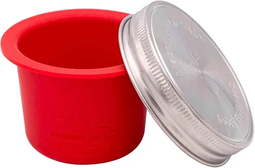 Vista 18 de Mason Jar Lifestyle Taza divisora para ensaladas, salsas y aperitivos. Contenedor de almuerzo Bento sin plástico (gris carbón, boca normal)