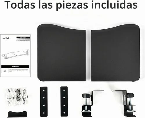 Vista 9 de suptek Bandeja pequeña para teclado debajo del escritorio con soporte de abrazadera C, teclado de computadora y bandeja para mouse, 20