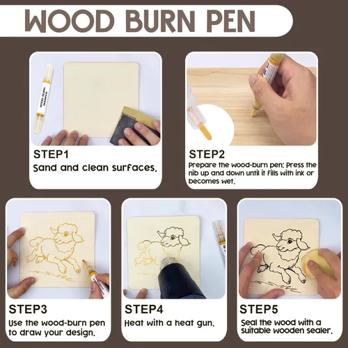 Vista 4 de 1DFAUL Kit de bolígrafo de pasta de quemado de madera, gel de combustión de madera de 4 onzas, kit de marcador de quemadura de madera de doble cara