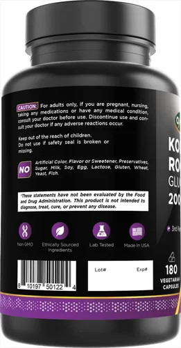 Vista 6 de Oxify Glucomanano de raíz de Konjac 2000 mg 180 cápsulas vegetarianas Sin gluten, sin OMG Suplemento fabricado en Estados Unidos