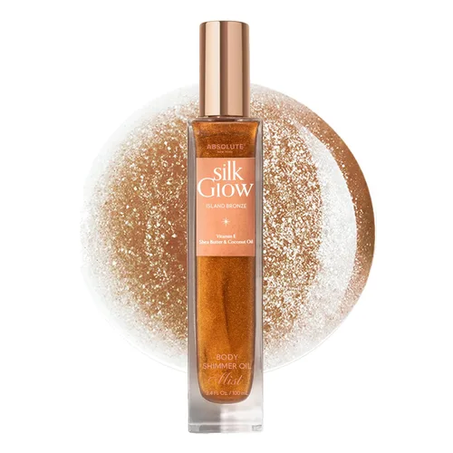 Vista 16 de Absolute New York - Silk Glow Shimmer Mist Glow, radiante, brillo para cuerpo, cara y cabello, manteca de karité, aceite de coco, vitamina E