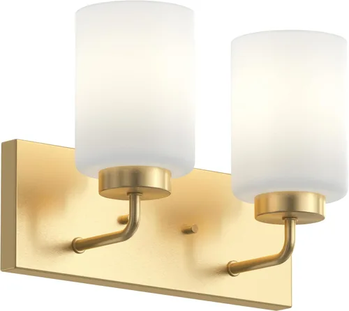 Vista 28 de Progress Lighting Merry Collection - Lámpara de tocador de baño de transición de cristal grabado en níquel cepillado (1 luz)
