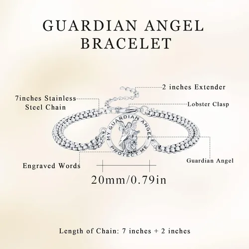 Vista 2 de Brisskaari Collar ovalado de Nuestra Señora de GuadalúÁngel de la Guardia para mujeres y hombres, plata de ley 925 católica Virgen María, collar