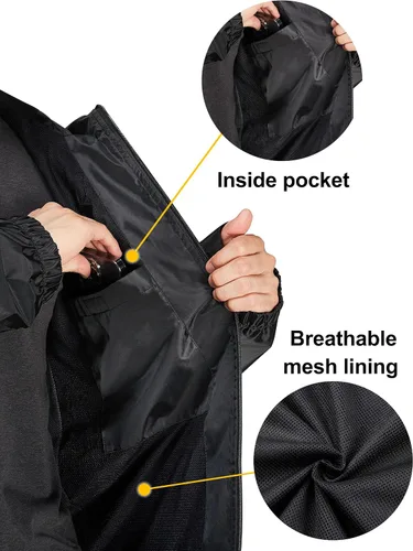 Vista 5 de Rodeel Conjunto de chaqueta impermeable y overol, chaqueta impermeable para lluvia, máxima protección para aventuras al aire libre