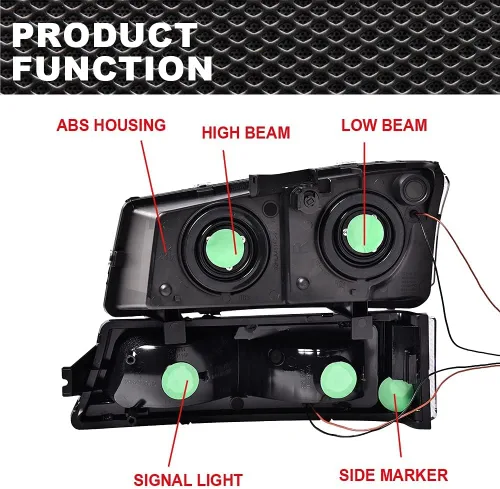 Vista 9 de PIT66, juego de faros delanteros LED Front Lights Assembly, for 1500 2500 3500 HD Model No Cladding Only, Driver & Passenger Side, Somked Lens