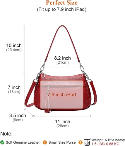 Vista 5 de Over Earth Bolsos de cuero para mujer, bolso de hombro pequeño Hobo para mujer