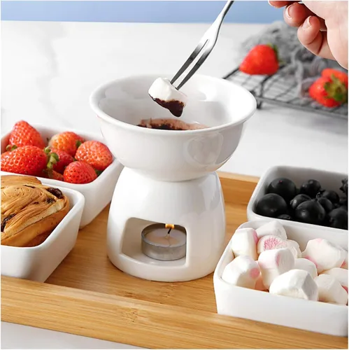 Vista 4 de Cabilock 1 juego de olla de chocolate para derretir chocolate con leche de primera calidad, calentador de leche para fondue de postre, olla
