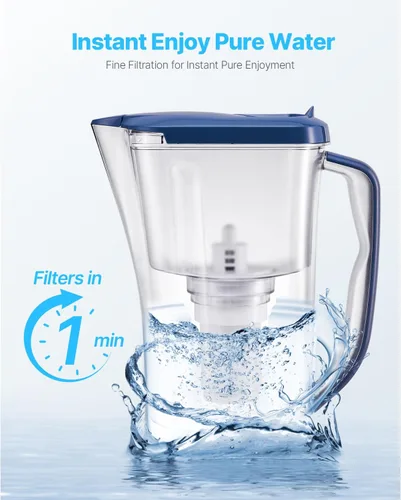 Vista 4 de Happybuy Filtro de agua para jarra, paquete de 3 filtros de agua de 5 etapas para jarras y dispensadores, sin BPA, dura 3 meses o 40 galones, reduce