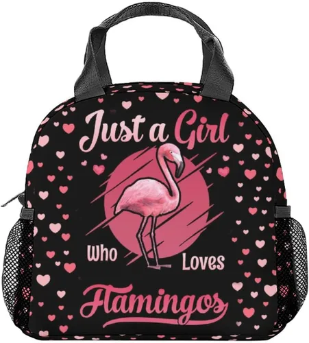 Vista 11 de Lonchera de flamenco para niñas, pequeñas bolsas de almuerzo aisladas, bonita lonchera reutilizable para mujeres, bolsas de almuerzo portátiles