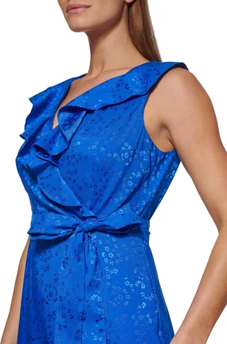 Vista 2 de DKNY Vestido cruzado sintético para mujer, Azul (Cobalt Blue), 16