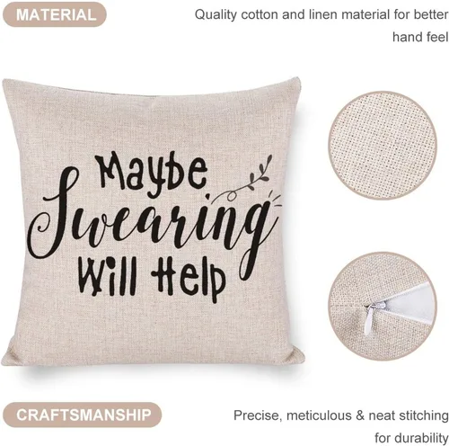 Vista 3 de Fundas de almohada decorativas de lino que tal vez jurar ayuden a la decoración de la casa de campo, funda de cojín para el hogar, sala de estar