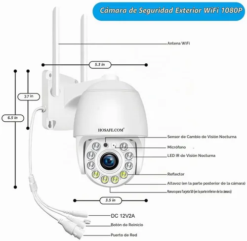 Vista 3 de Cámaras de seguridad WiFi inalámbricas para exteriores con videovigilancia enchufable 24/7