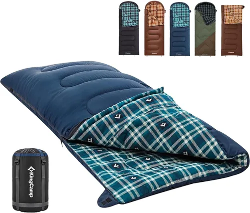 Vista 8 de KingCamp Sleeping Bag for Adults, Cold Weather & Warm XL Big and Tall Flannel Sleeping Bags with Compression Sack Portable Waterproof Essentials