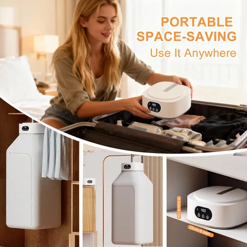Vista 4 de Secador de Ropa Portátil, Secado Rápido y Silencioso - Mini Secadora Eléctrica para Ropa y Lavandería para Apartamento, Viaje y RV, con Temporizador